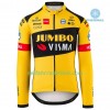Radbekleidung Radtrikot Langarm + Lang Trägerhose 2020 Team Jumbo-Visma Winter Thermal Fleece N001